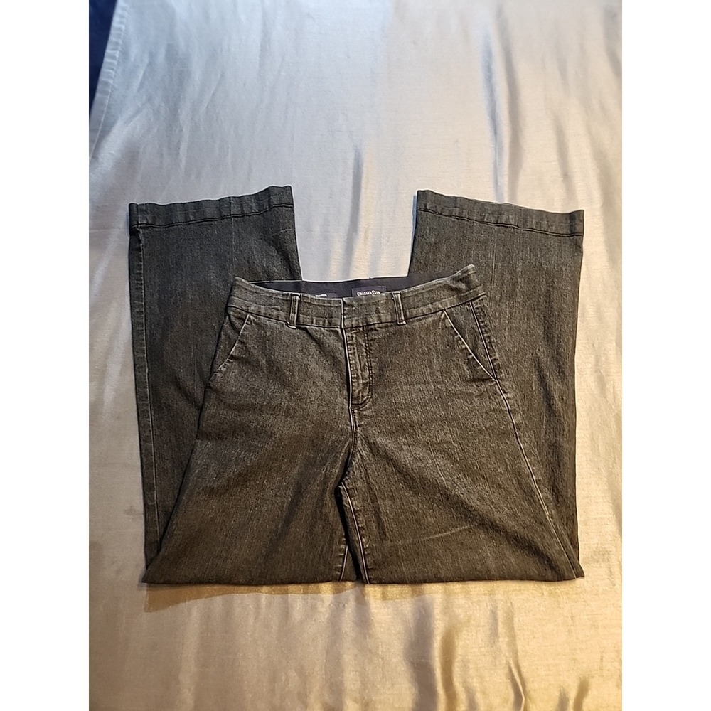 Charter Club Trouser Jeans Dark Wash Gray Wide Leg High Rise Pants Womens 8